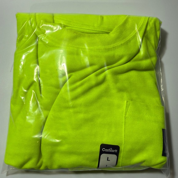 Carhartt Other - Carhartt Mens Work-Dry Short Sleeve Pocket T-Shirt Neon Yellow Green Large L NWT